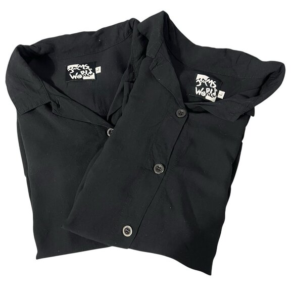 Jams World Black Button Front Shirt Size Large Short Sleeve Casual Top Lot of 2 - Picture 1 of 10